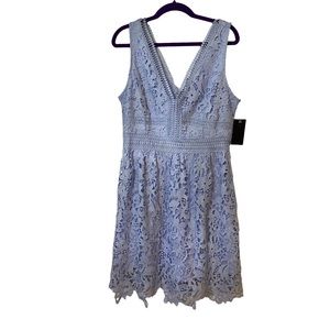 NWT Guess guipure  lace light blue dress size M
